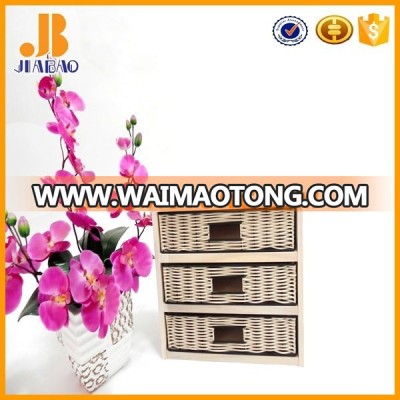 Rattan white storage cabinet