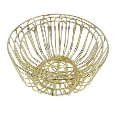 High quality round fine gold color metal basket tray wire mesh fruit bowls basket for pantry kitchen organizer furniture