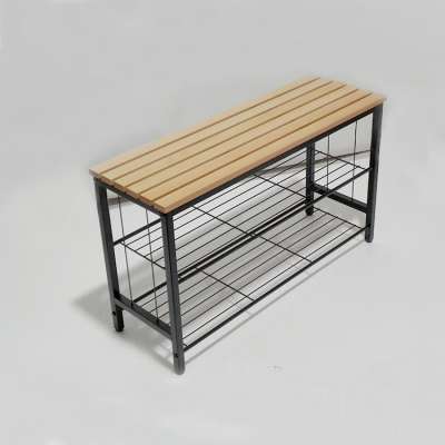 Modern design iron frame wooden multi - layer shoe rack