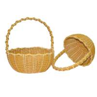 S&D pe rattan 100 % handmade Wicker Round wedding water proof round decoration storage gift basket with handle