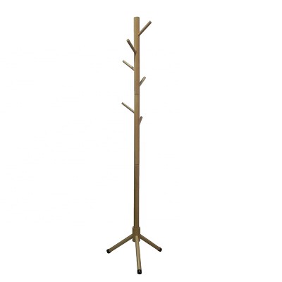 Wooden Rubber Wood Tree Living Room Coat Hanger Stand Rack