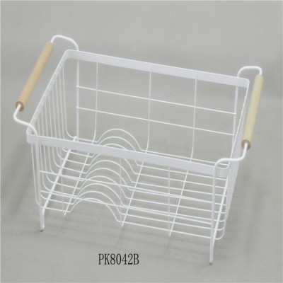 White Iron Wire Home Goods  Double Ear Kitchen Fruit Vegetable Bowl Dish Classify Storage organizer Metal Wire Mesh Basket