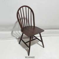 Dining room large dark brown hollow fan chair back solid wood chair