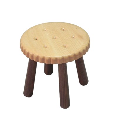 Beech wood furniture backless round living room stool wooden kitchen bar stools