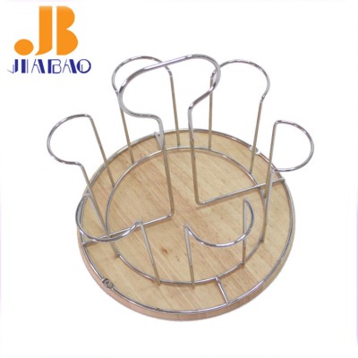 Hot Sale Decorative Metal Coffee Cup Holder organizer draining rack with round wooden base