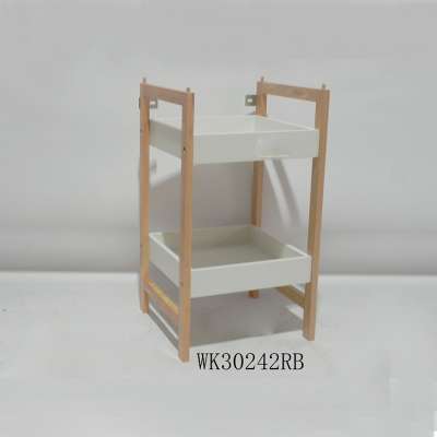 Home or office Double tier bathroom goods rack orgnazition wood shelf rack storage holder