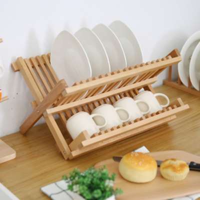 Solid wood dish rack, dish drying rack kitchen dish rack