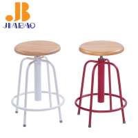 Revolving adjustable wooden high bar stool Rotating small wood stool