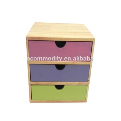 JIABAO classic wooden colorful storage  organizer case with 3 layers  wood box household supplies