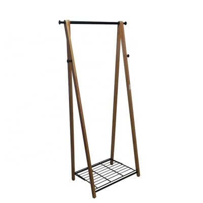 Bedroom Rubber Wood Frame Garment Clothes Racks